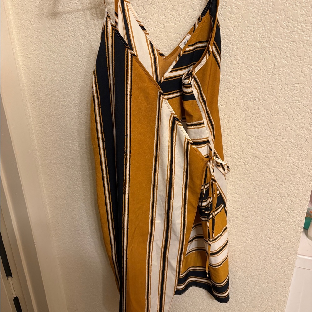 Striped Mustard and Black Dress